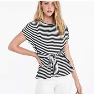 Express cap sleeve tie waist top